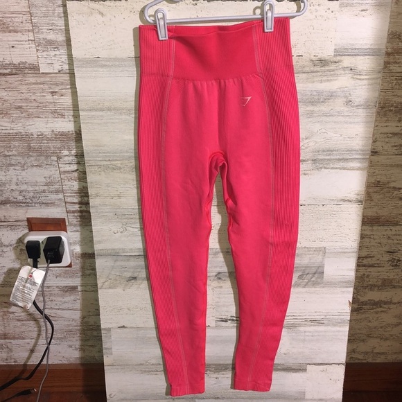 Gym Shark hot pink leggings gym workout pants thicker material athletic wear​​ - Picture 3 of 9